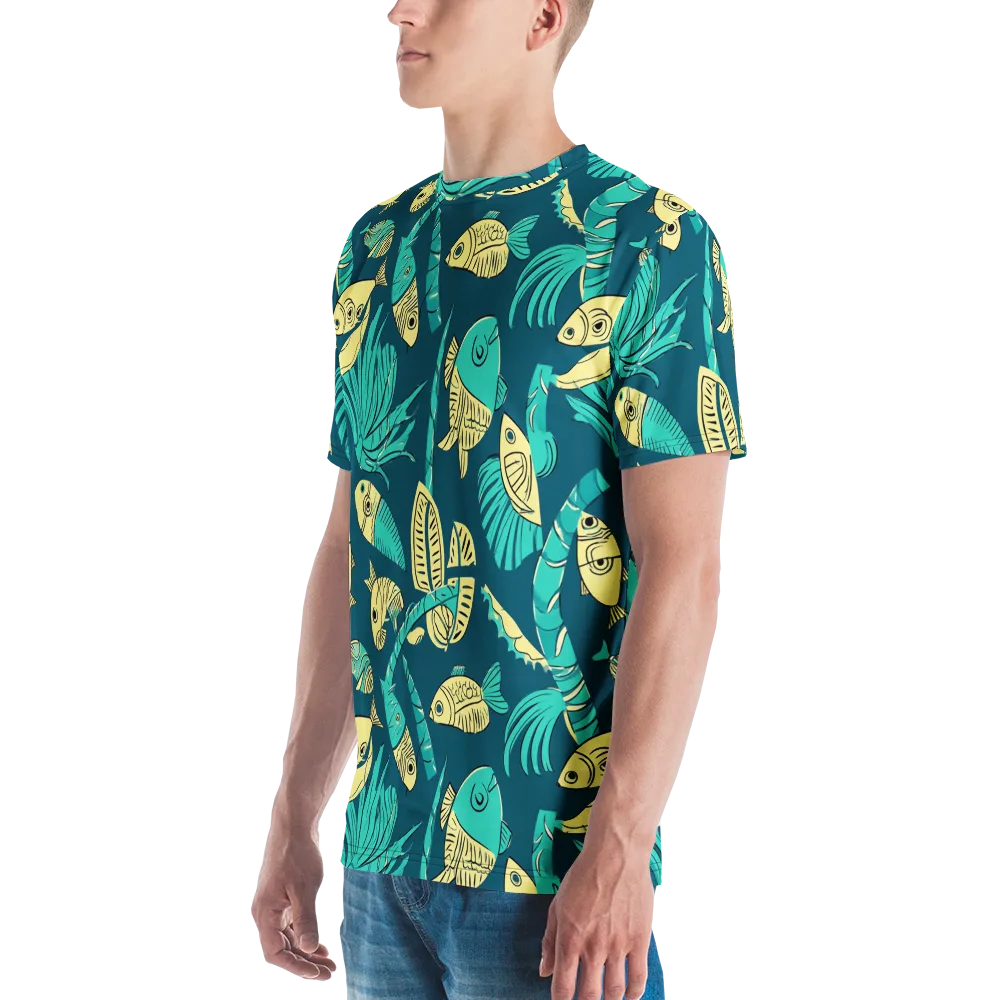 Tidal Tapestry on Men's Crew Neck T-Shirt — Left