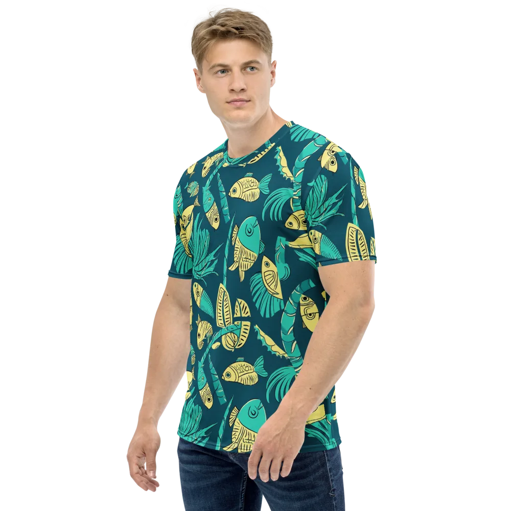 Tidal Tapestry on Men's Crew Neck T-Shirt — Left