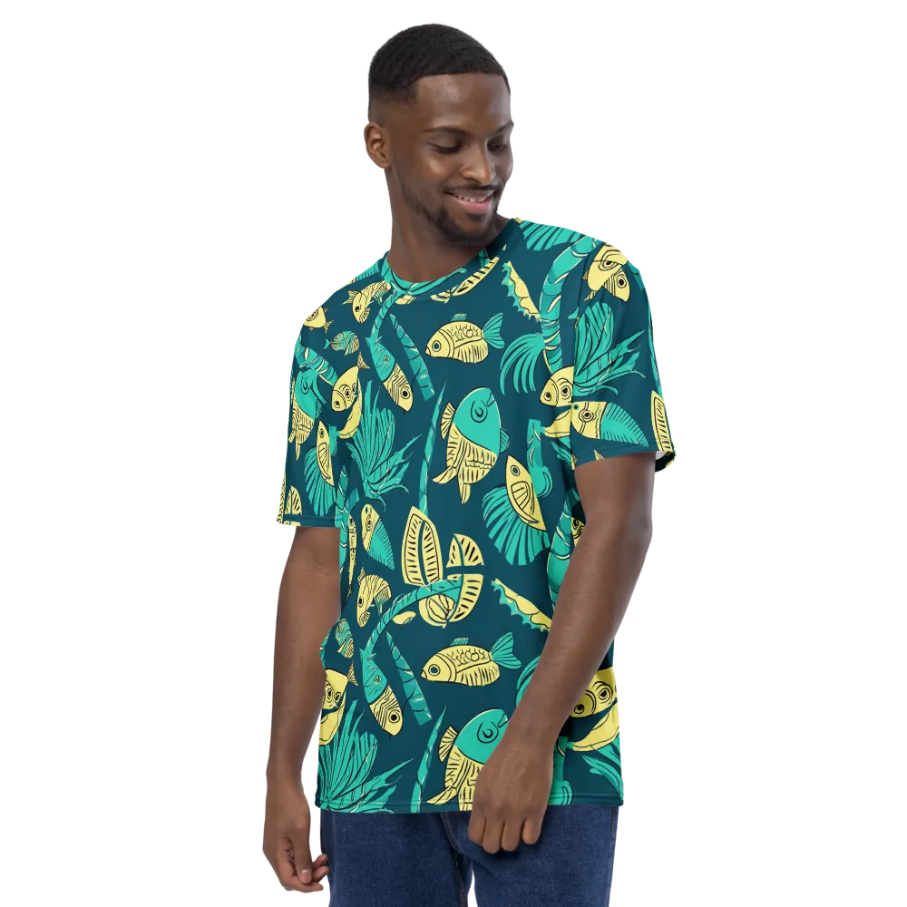 Tidal Tapestry on Men's Crew Neck T-Shirt — Left