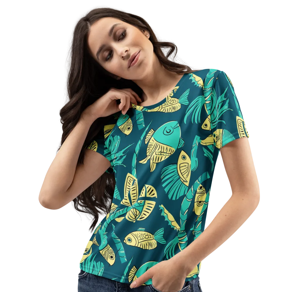 Tidal Tapestry on Women's Crew Neck T-Shirt — Left Front