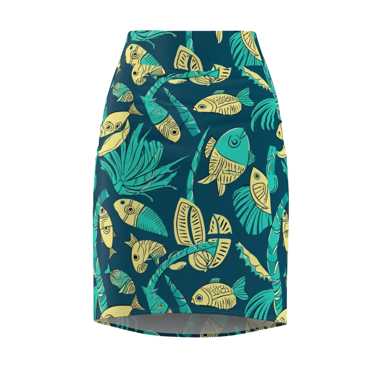 Tidal Tapestry on Pencil Skirt — Front