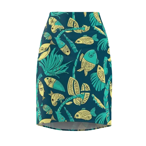 Tidal Tapestry on a Pencil Skirt