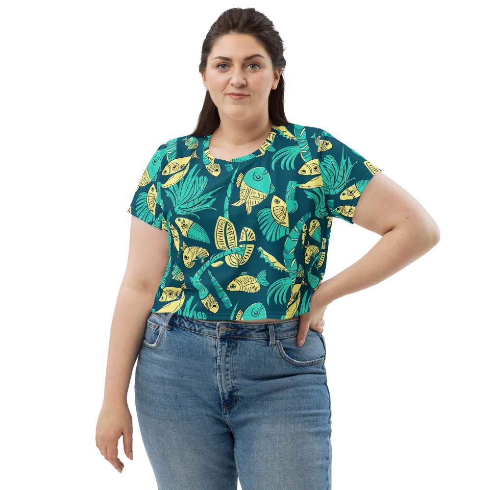 Tidal Tapestry on Crop Tee — Front