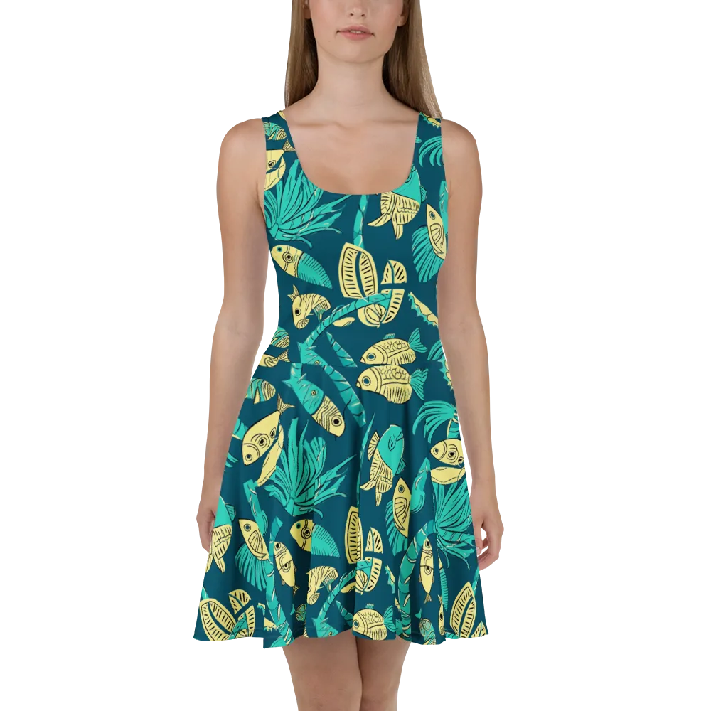 Tidal Tapestry on Skater Dress — Front