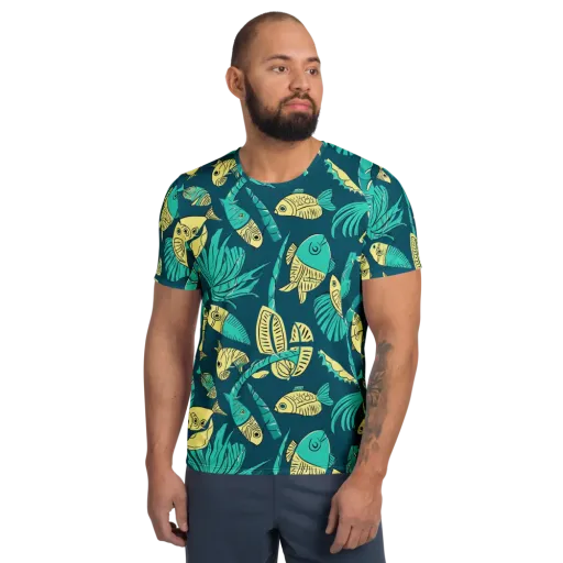 Tidal Tapestry on a Men's Athletic T-Shirt