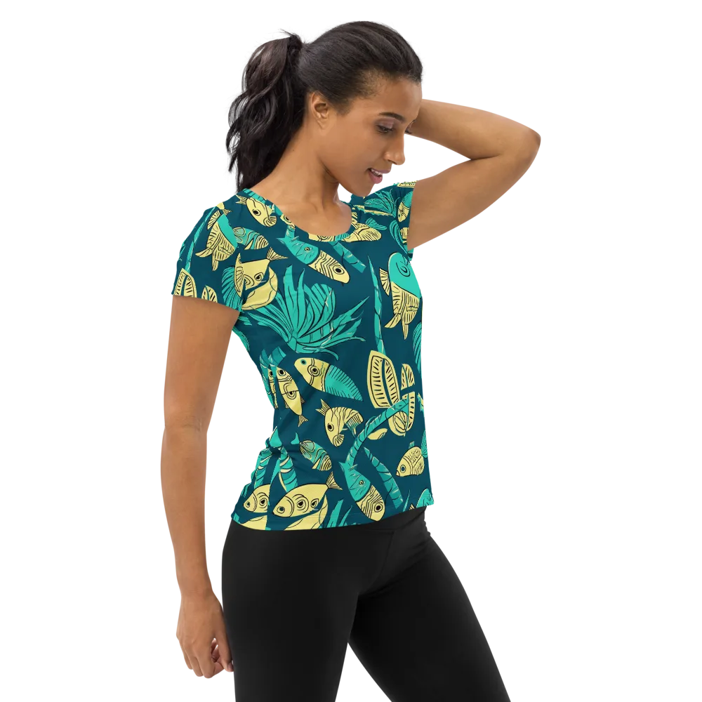 Tidal Tapestry on Women's Athletic T-Shirt — Right