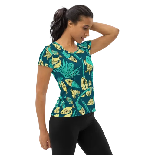Tidal Tapestry on a Women's Athletic T-Shirt