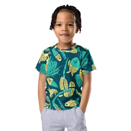 Tidal Tapestry on a Kids Crew Neck T-Shirt