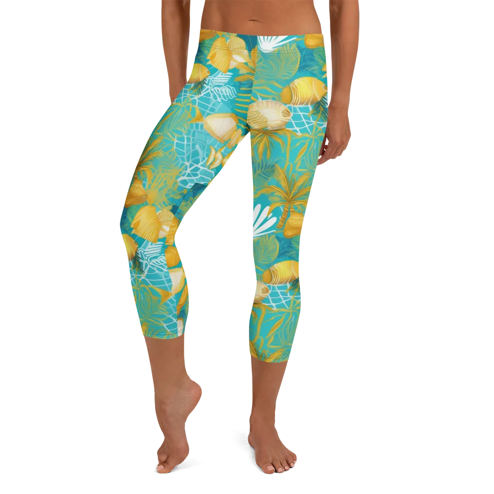 Gilded Reef on Capri Leggings — Front