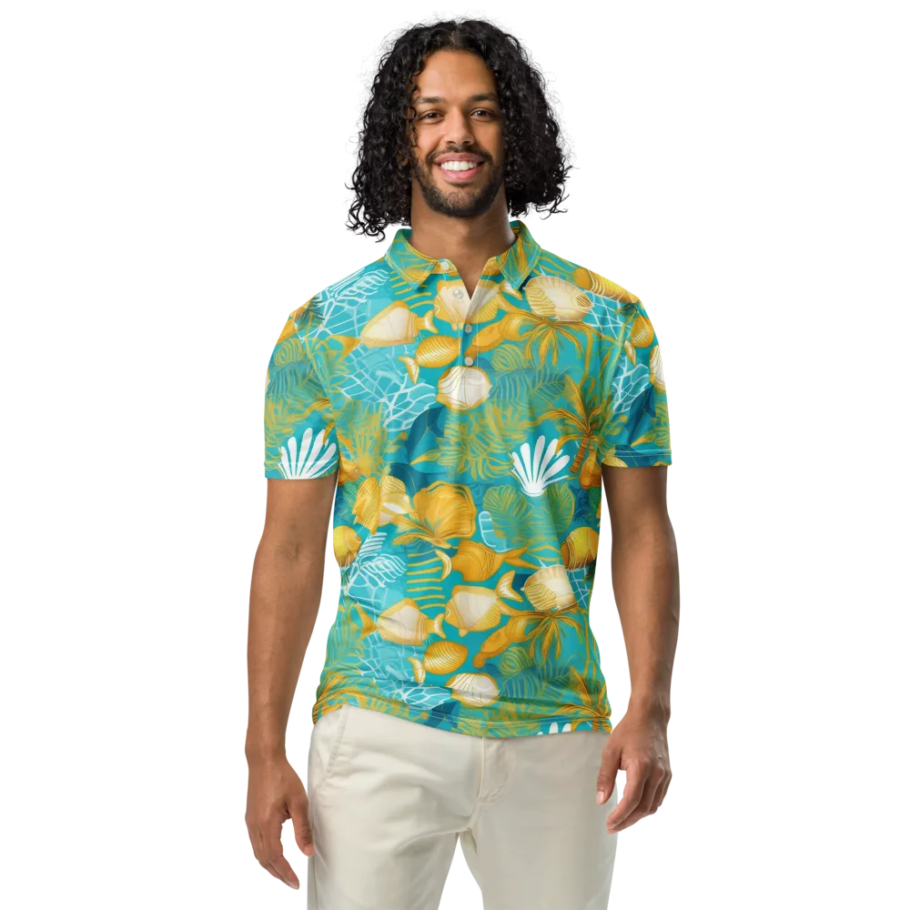 Gilded Reef on Men's Slim Fit Polo Shirt — Front