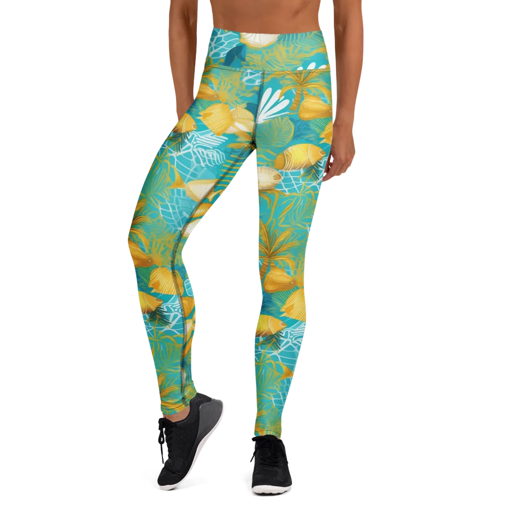 Gilded Reef on Yoga Leggings — Front