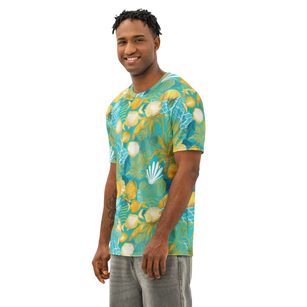 Gilded Reef on Men's Cotton Crew Neck T-Shirt — Left Front