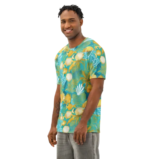 Gilded Reef on a Men's Cotton Crew Neck T-Shirt