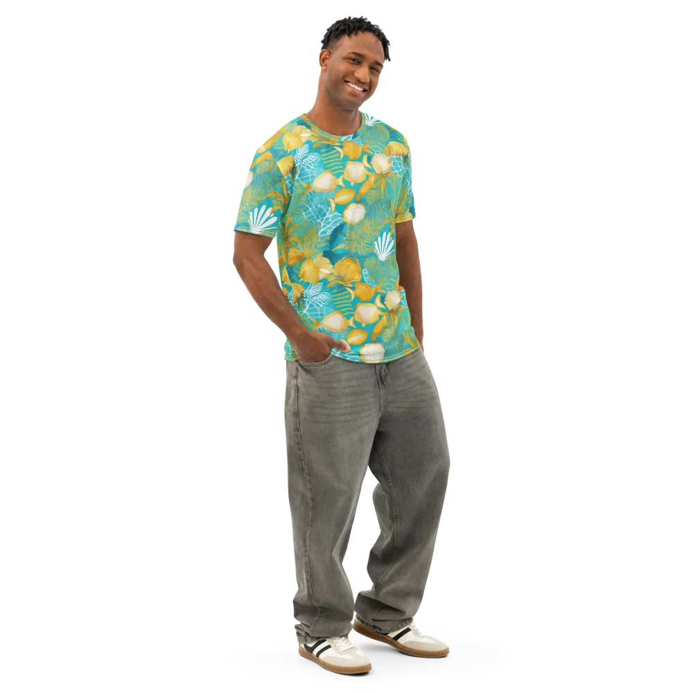 Gilded Reef on Men's Cotton Crew Neck T-Shirt — Right Front