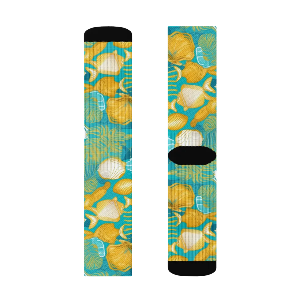 Gilded Reef on Socks — Left Sock