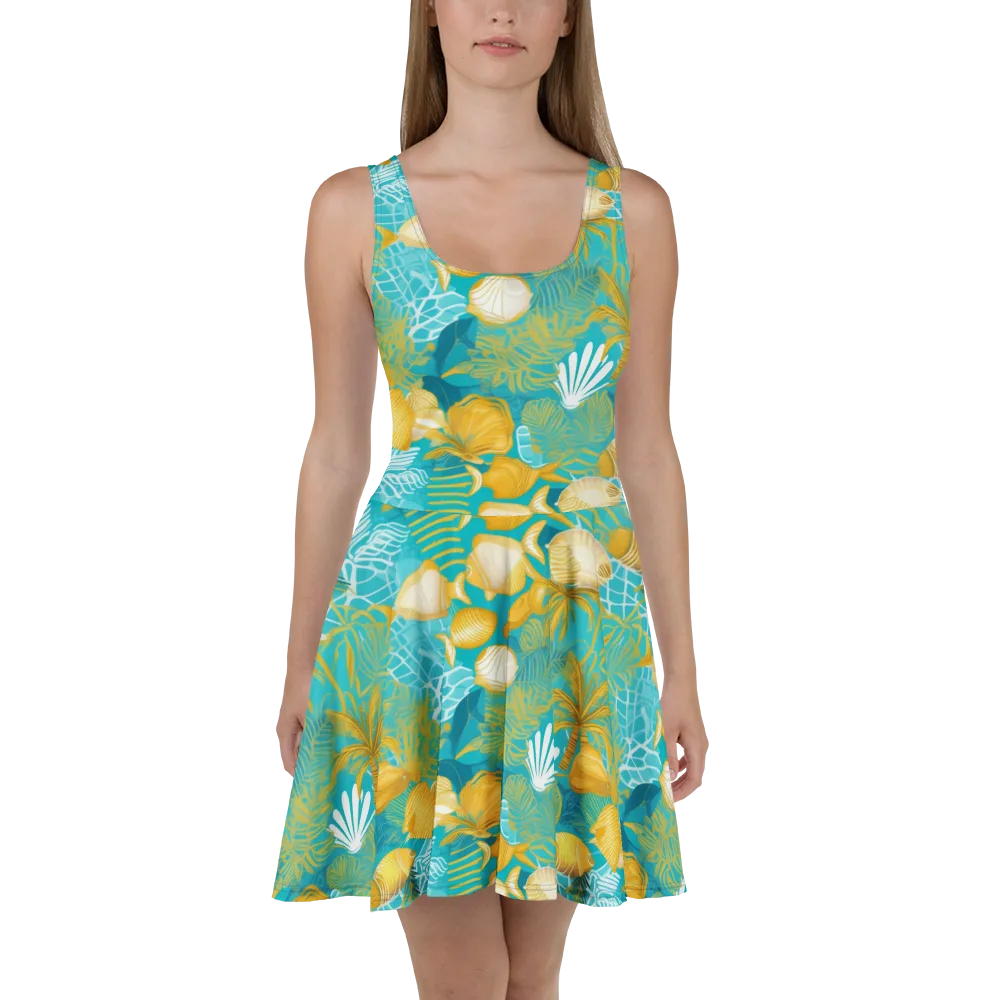 Gilded Reef on Skater Dress — Front