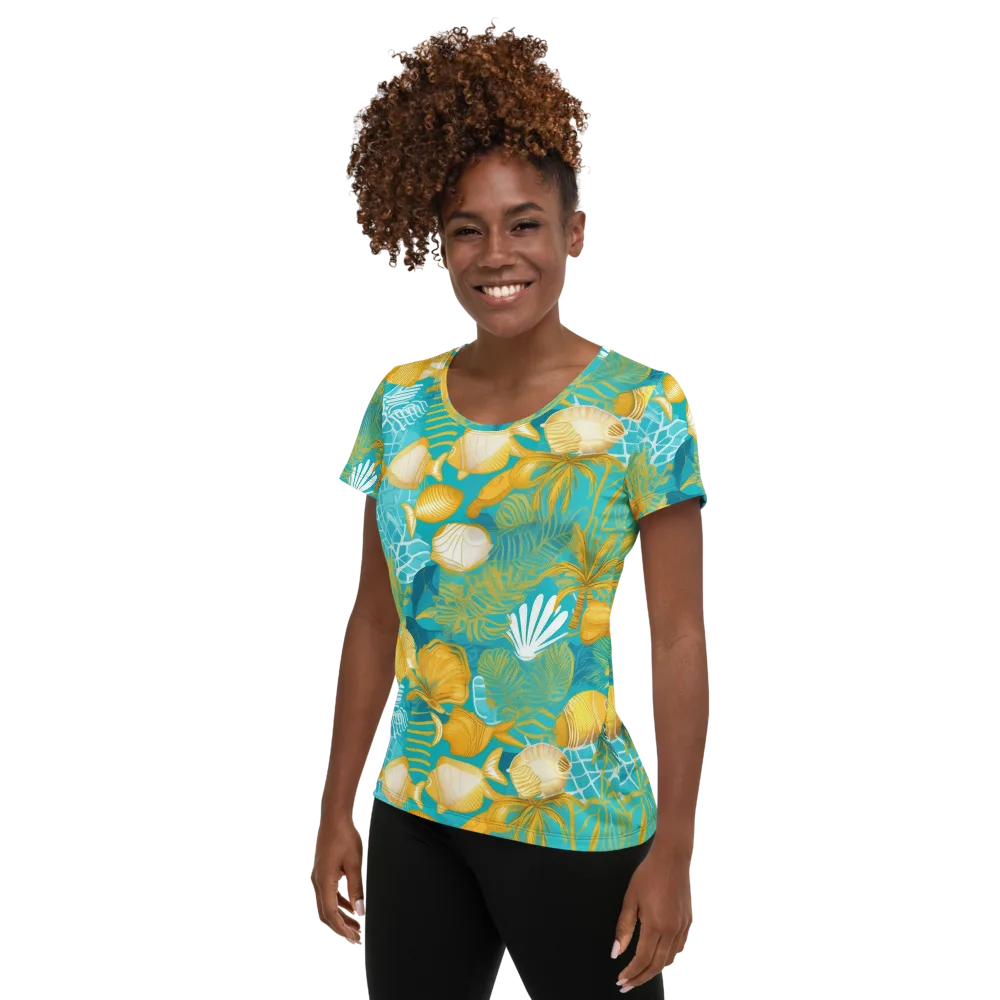 Gilded Reef on Women's Athletic T-Shirt — Left