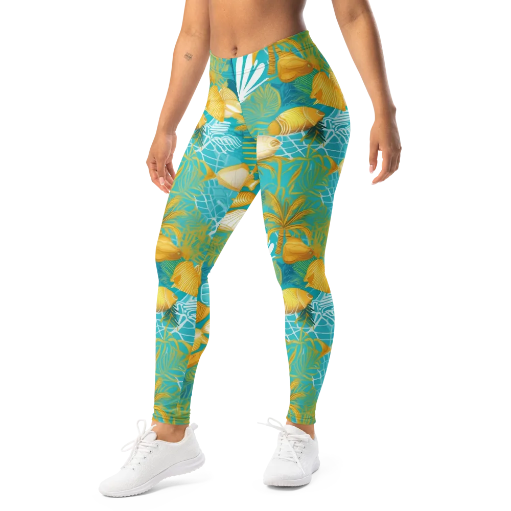 Gilded Reef on Leggings — Left Front