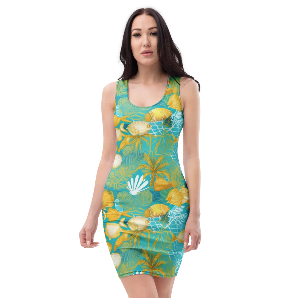 Gilded Reef on Bodycon Dress — Front