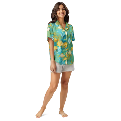 Gilded Reef on a Women's Short Sleeve Pajama Top