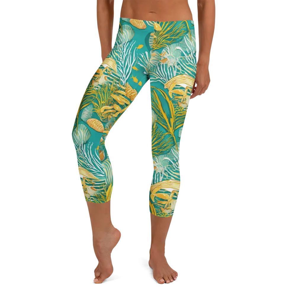 Tidal Gilt on Capri Leggings — Front