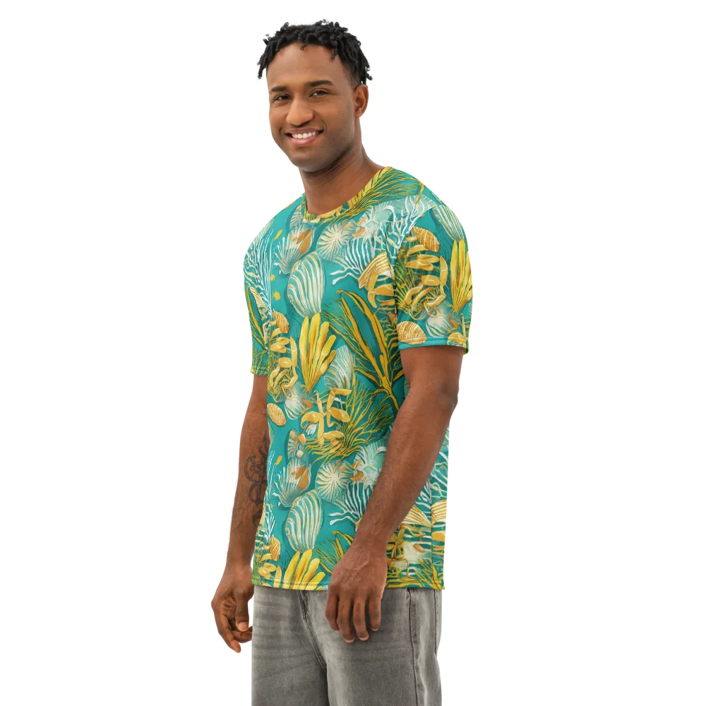 Tidal Gilt on Men's Cotton Crew Neck T-Shirt — Left Front