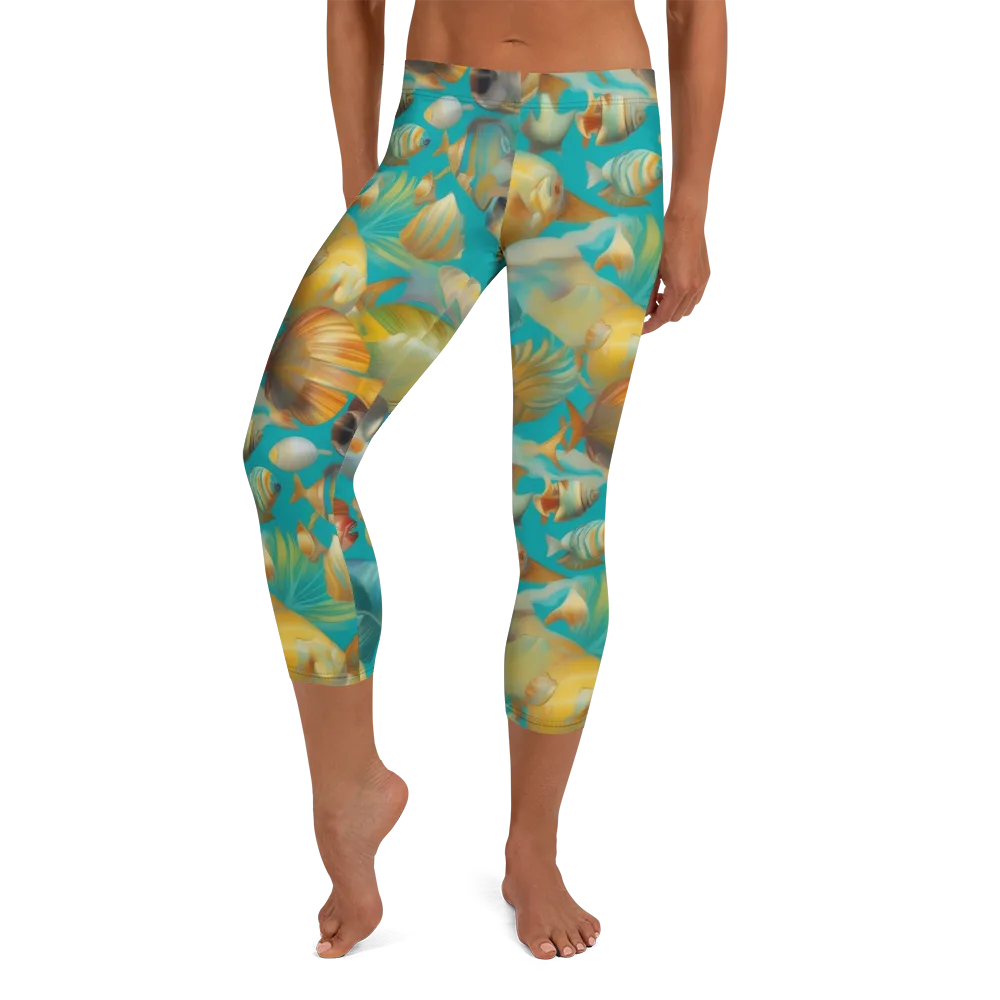 Gilded Shoal on Capri Leggings — Front