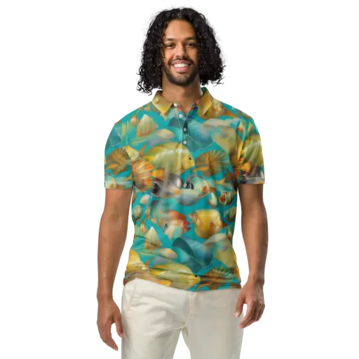 Gilded Shoal on a Men's Slim Fit Polo Shirt