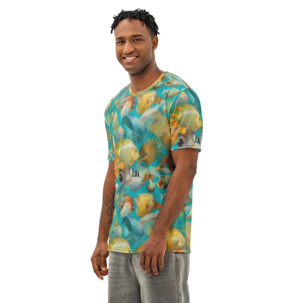 Gilded Shoal on Men's Cotton Crew Neck T-Shirt — Left Front