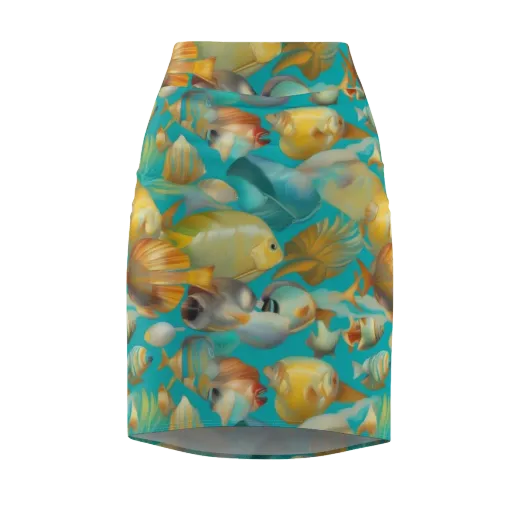 Gilded Shoal on a Pencil Skirt