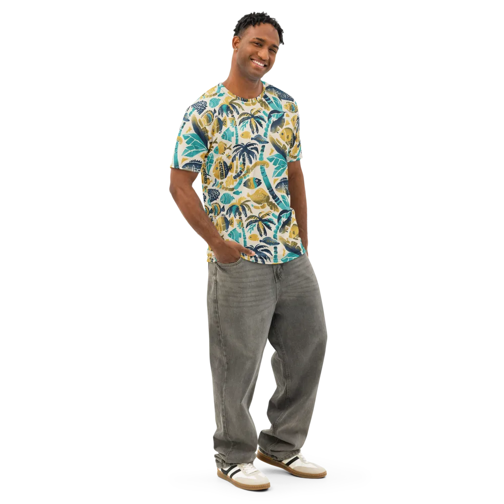 Palmwater on Men's Cotton Crew Neck T-Shirt — Right Front