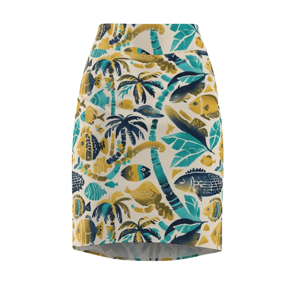Palmwater on Pencil Skirt — Front