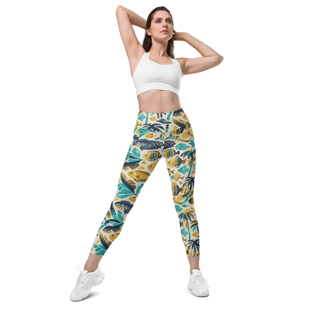 Palmwater on Leggings with Pockets — Front
