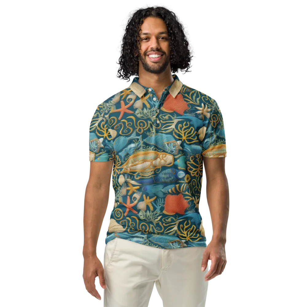 Tidepool Tapestry on Men's Slim Fit Polo Shirt — Front