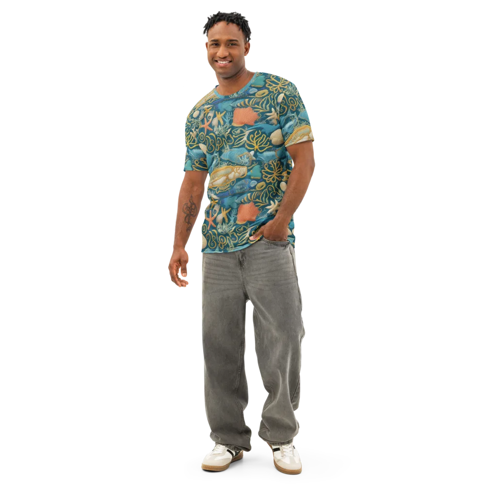 Tidepool Tapestry on Men's Cotton Crew Neck T-Shirt — Front