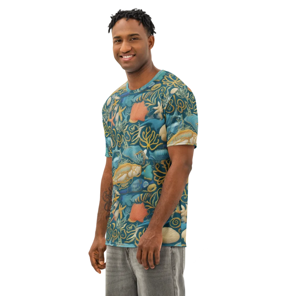 Tidepool Tapestry on Men's Cotton Crew Neck T-Shirt — Left Front