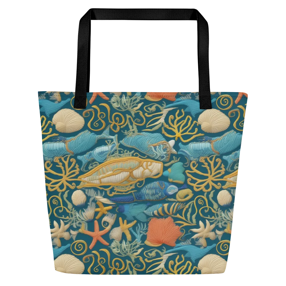 Tidepool Tapestry on Large Tote Bag W/ Pocket — Front