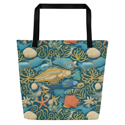 Tidepool Tapestry on a Large Tote Bag W/ Pocket