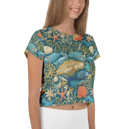Tidepool Tapestry on a Crop Tee