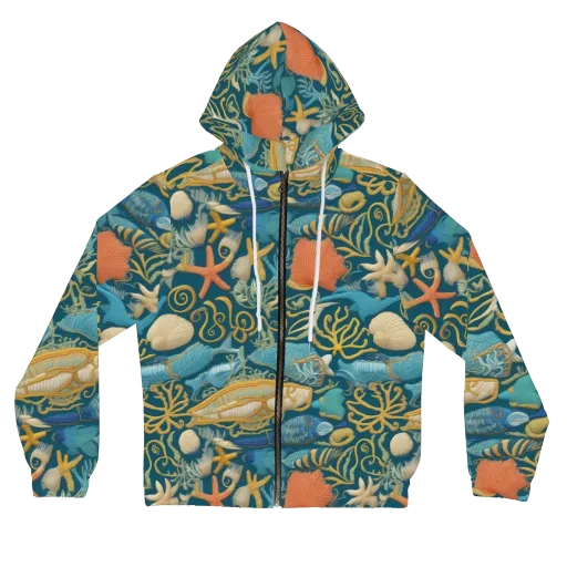 Tidepool Tapestry on a Women's Full-Zip Hoodie