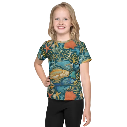 Tidepool Tapestry on a Kids Crew Neck T-Shirt