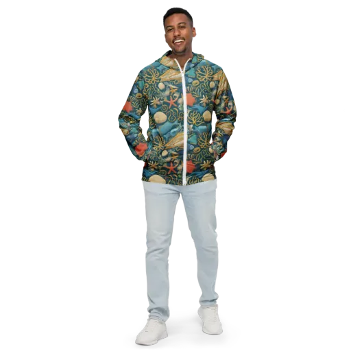 Tidepool Tapestry on a Men's Windbreaker