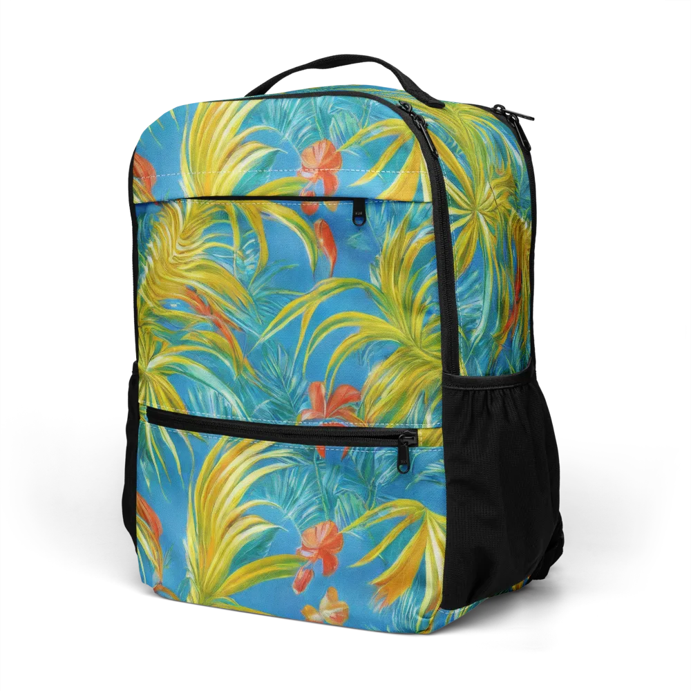 Azure Palm Reverie on Utility Backpack — Left Front
