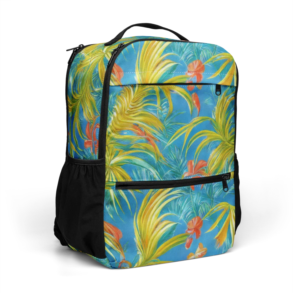 Azure Palm Reverie on Utility Backpack — Right Front