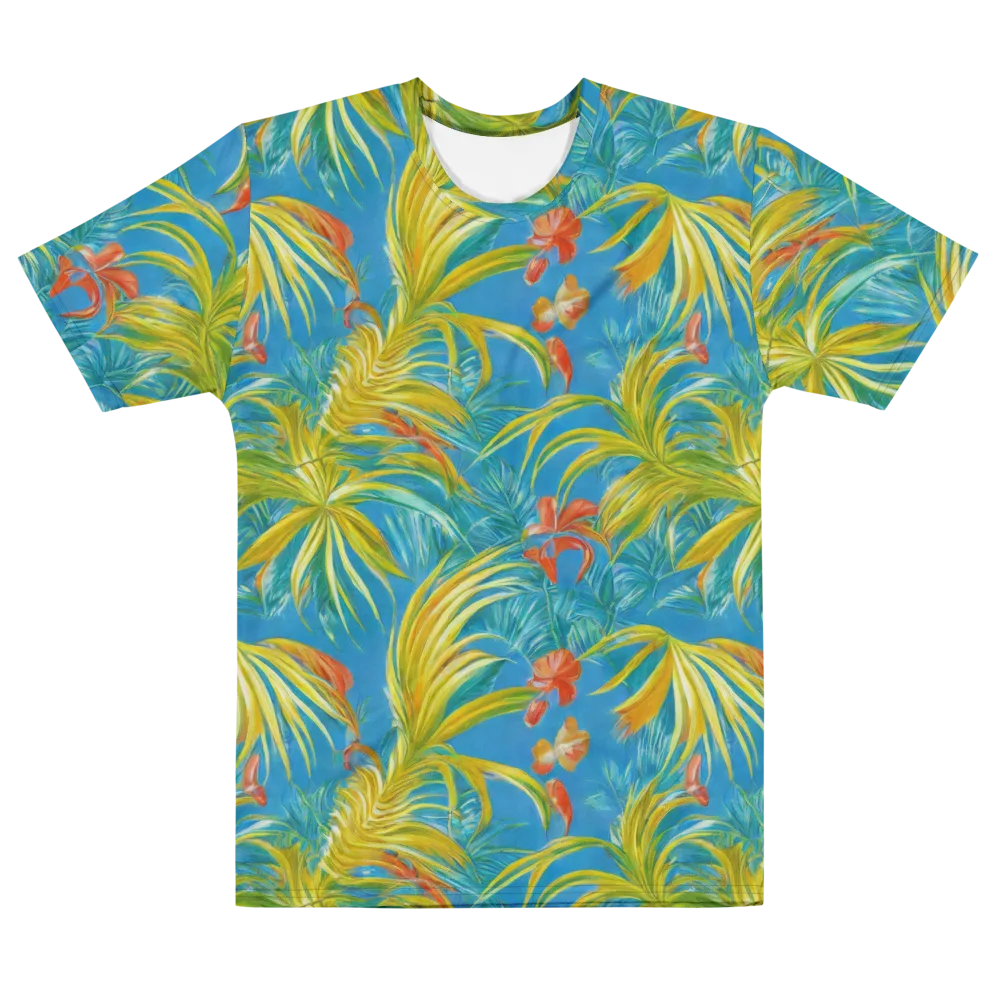 Azure Palm Reverie on Men's Cotton Crew Neck T-Shirt — Front