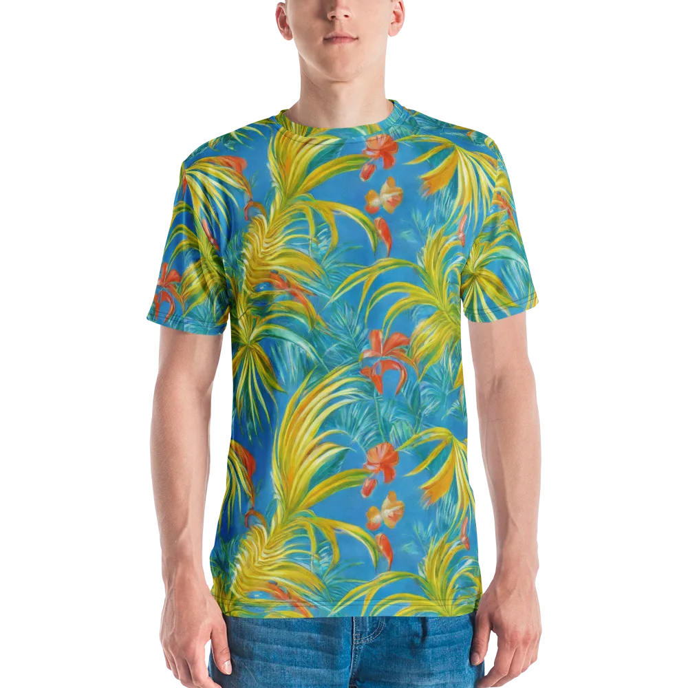 Azure Palm Reverie on Men's Crew Neck T-Shirt — Front