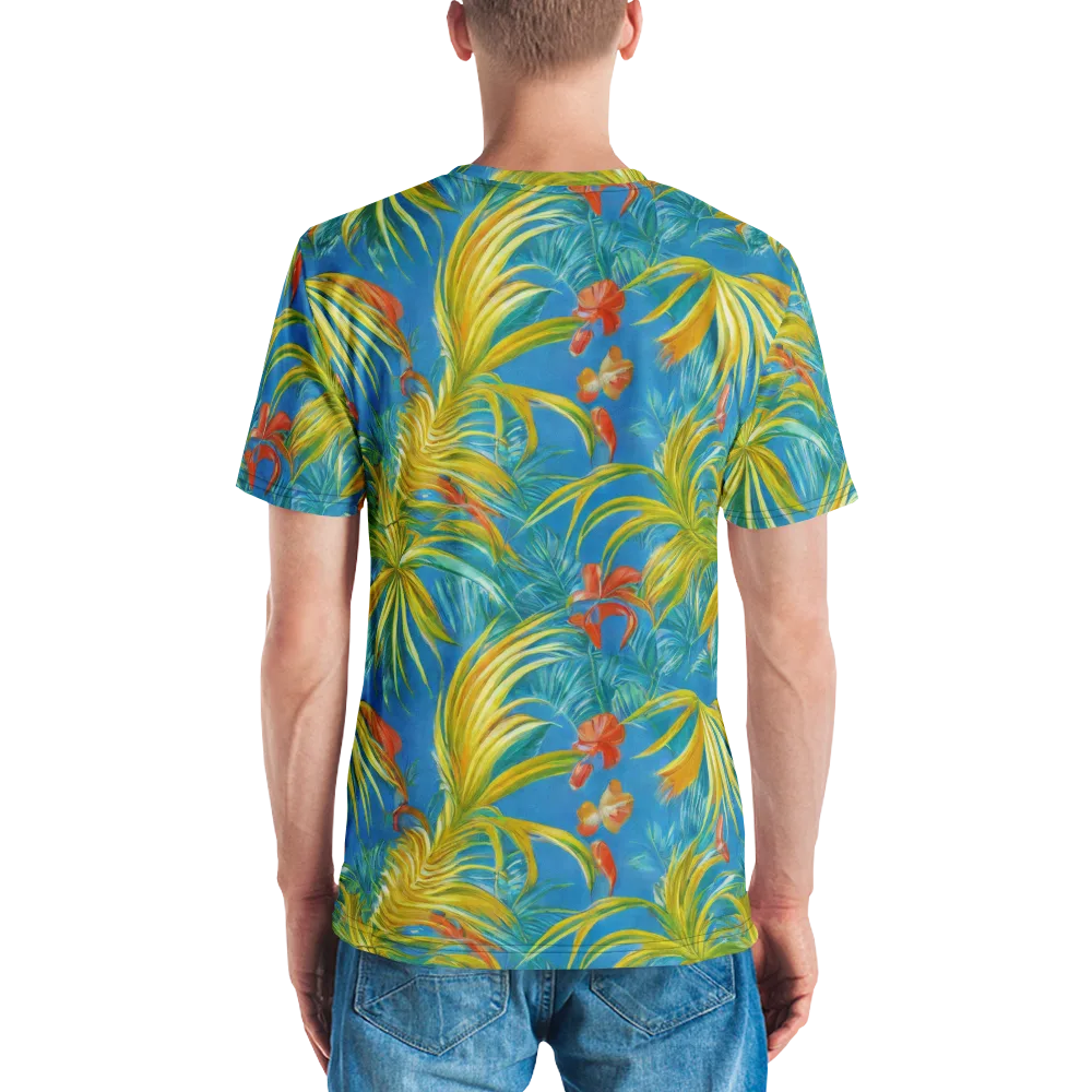 Azure Palm Reverie on Men's Crew Neck T-Shirt — Back