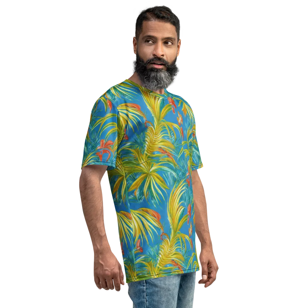 Azure Palm Reverie on Men's Crew Neck T-Shirt — Right