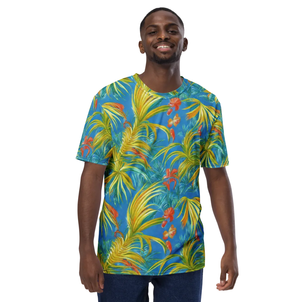 Azure Palm Reverie on Men's Crew Neck T-Shirt — Front