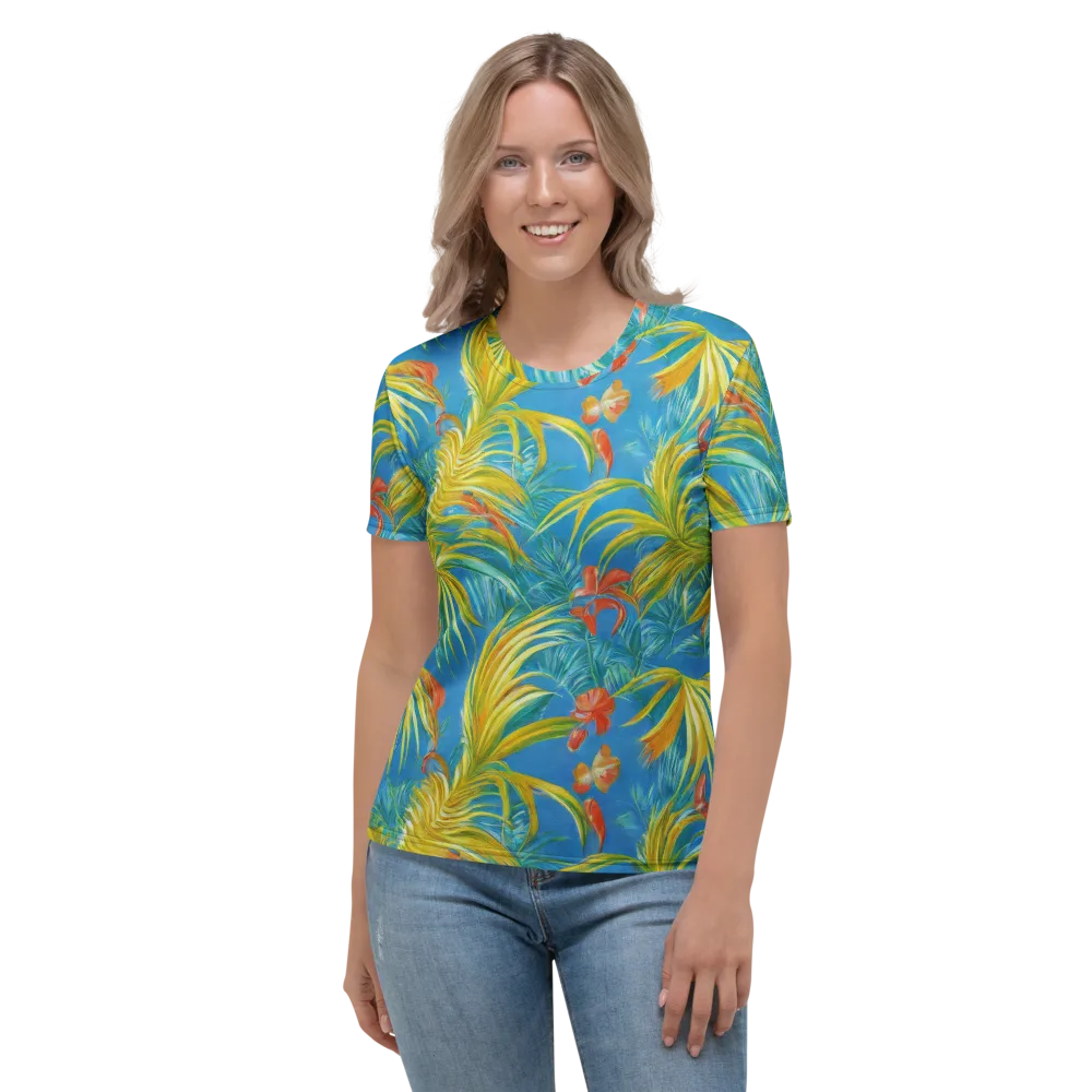 Azure Palm Reverie on Women's Crew Neck T-Shirt — Front